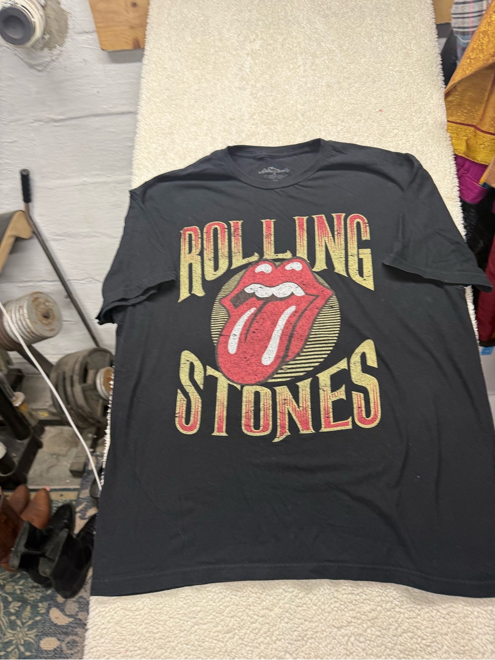 Rolling Stones Tongue Logo Black Graphic short sleeve Tee, clasdic rock size XL